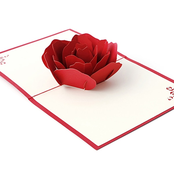 Paper Love Rose Flower 3D för Pop Up-kort Handgjorda gratulationskort för alla hjärtans dag