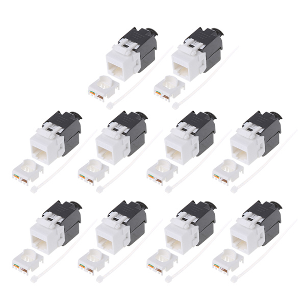 10 stk. Gigabit RJ45 CAT6 Keystone-kontaktmoduler Verktøyfri tilkoblingskabeladapter