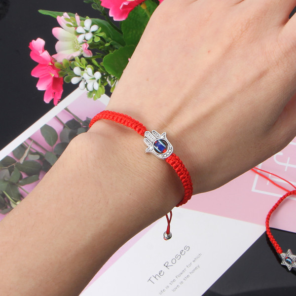 Lucky Kabbalah Red String Hamsa Armband Blue for Evil Eye Fatima Hand Armband Smycken Dekoration Present för kvinnor Män T B