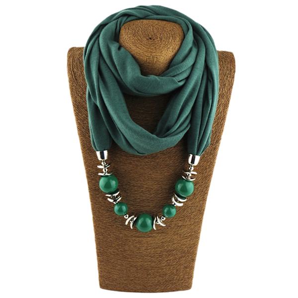 Modehalsduk för damer, oändlighetsscarf, halsband, etniska enfärgade pärlsmycken, sjal, klädtillbehör