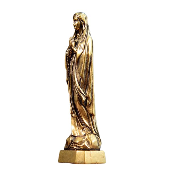 Antikk Messing Velsignet Hellige Mor Statue for Hellig og Kunstnerisk Rom