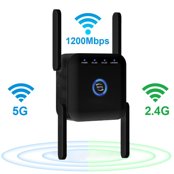 5G Wifi-signalförstärkare Long Range Wifi Repeater Wi-Fi Network Extender 1200Mb 5Ghz trådlös wi-fi-booster Black US