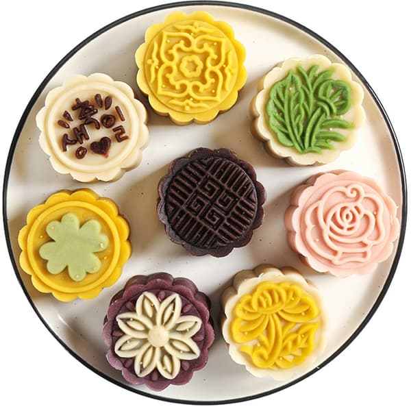 4st Blomstämplar Månen Kaka Dekor Mould Rund Mooncake Form 100g Form