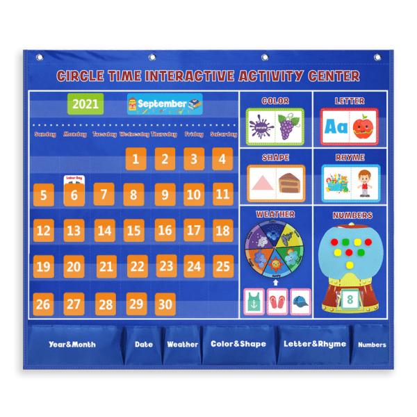 Set för rimord Hängande kalender Väderfickdiagram Klassrumsmaterial 185 fyrfärgskort för åldrarna 3+
