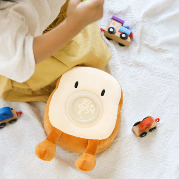 Cartoon Plysch Toast Väckarklocka för Creative LED Digital Klocka Barn Desktop Elektronisk klocka med vibrationsfunktion A