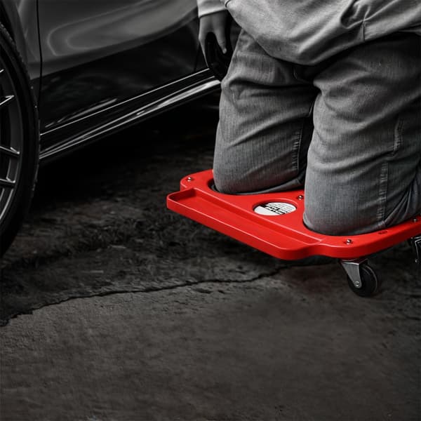 Ergonomisk roterande knäskydd med bas för bilverkstäder, glidande mobilitetsfunktion Red