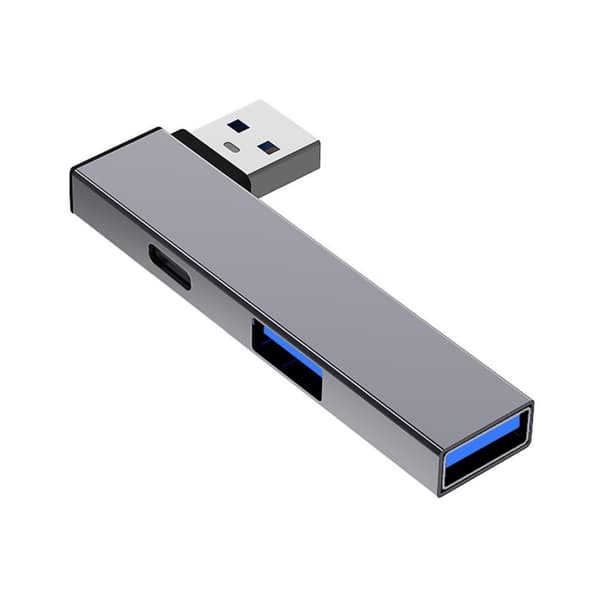 Aluminium USB3.0 Hub med USB3.0+USB2.0 Port til højhastighedsforbindelse Gray