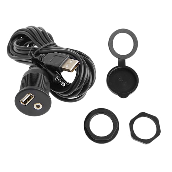 USB 3,5 mm 1/8 Aux-förlängningskabel Kabelmonteringspanel Bilbåt Dash Flush Mount Three piece set