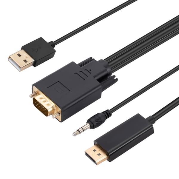 VGA til DisplayPort (DP) kabel 1,8 m DP-ledning med VGA-porter til DP-skjermer