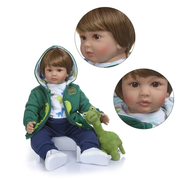 60 cm 24 tum Realistic Reborn för Doll Mjuk Silikon Vinyl Nyfödda Bebisar Pojke Lifel