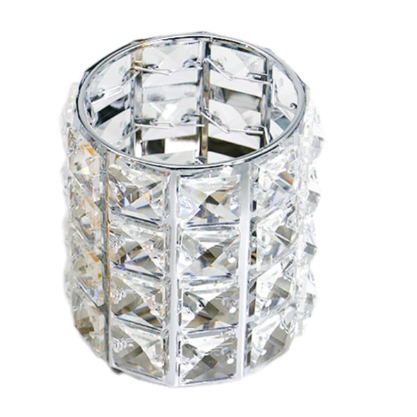 Crystal Makeup Borsthållare Diamond Metal Förvaringslåda Kosmetisk Organizer Cup Silver