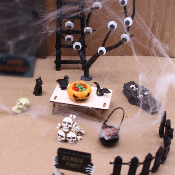 Dukkehus Tilbehør Mini Halloween Gresskar Trepynt Samling