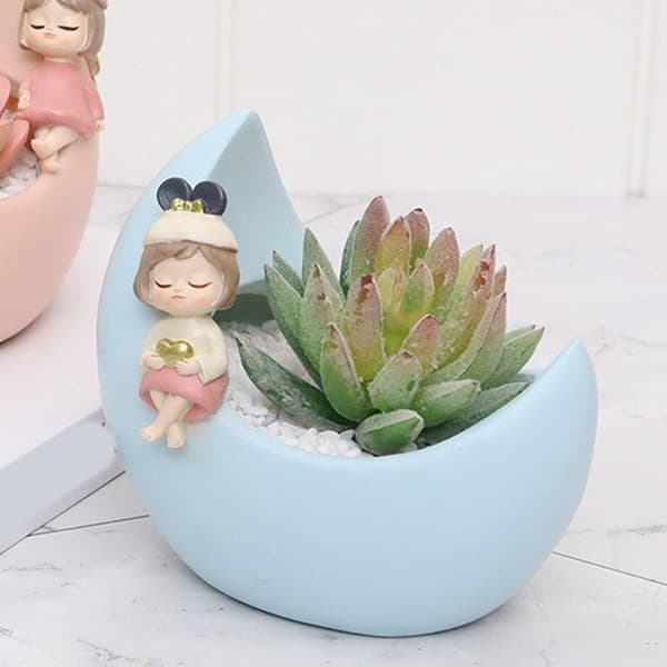 Unik silikoneform 3D blomsterpotter forme Månepigeformede penneholderforme