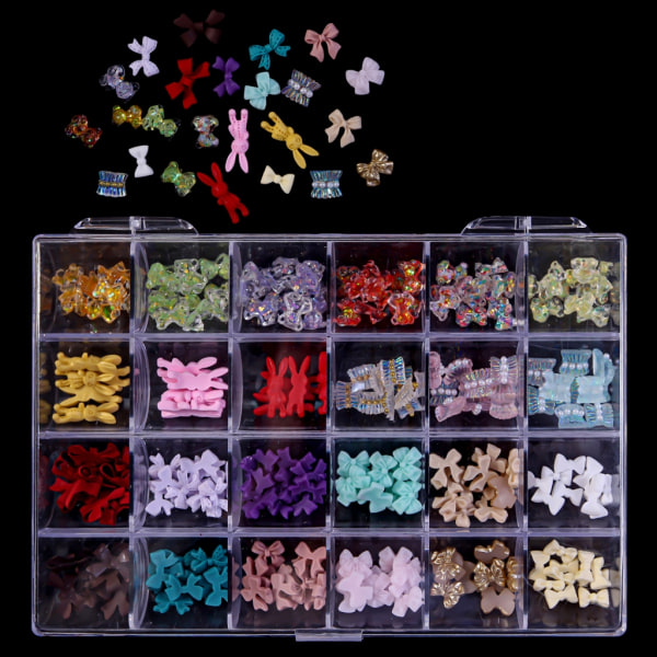 24 Fack 3D Nagelkonst Hantverk Strass Berlocker Glänsande DIY Nageldesigner Kristall Ädelstenar Hängande Manikyr Nagelsmycken Diamanter