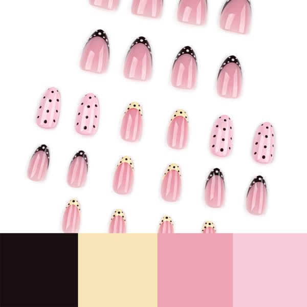 Mandel Press On Manicure Sæt med Blød Pink Base og Farvemix