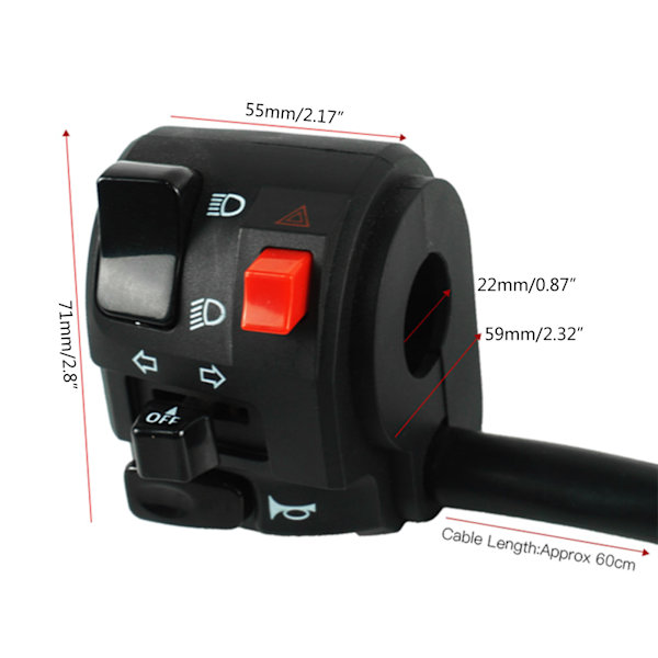 Hornknap Blinklys Start Styr Controller Kontakt til 300cc 600cc