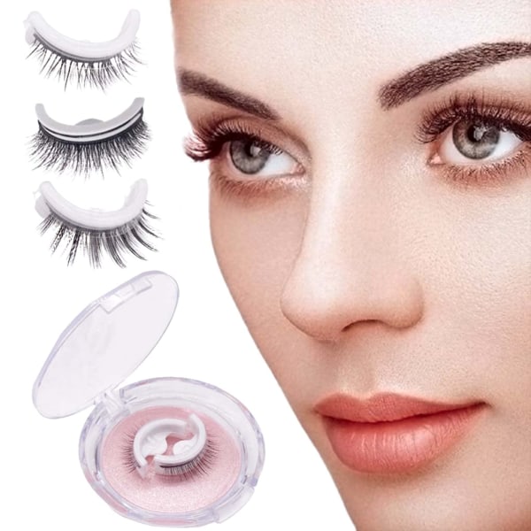 Återanvändbara självhäftande ögonfransar behövs inget lim eller eyeliner, lätta att applicera 3s att sätta på, vattentäta stabila lösögonfransar L0109