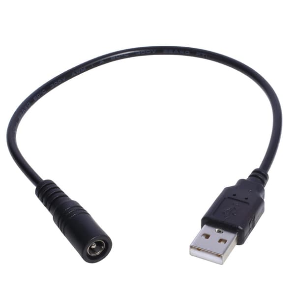 DC strømforsyningskontakt ladekabelforlengeradapterkabel USB til DC5.5x2.1mm