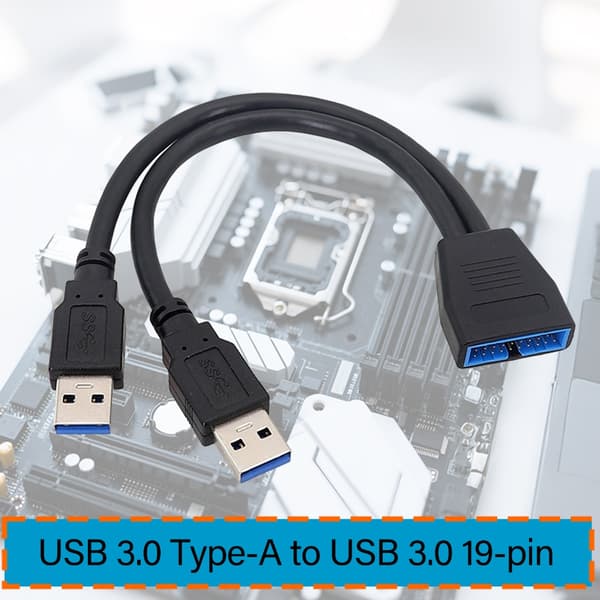 19Pin USB Header USB3.0 1 til 2 Splitter Intern USB Forlængerkabel