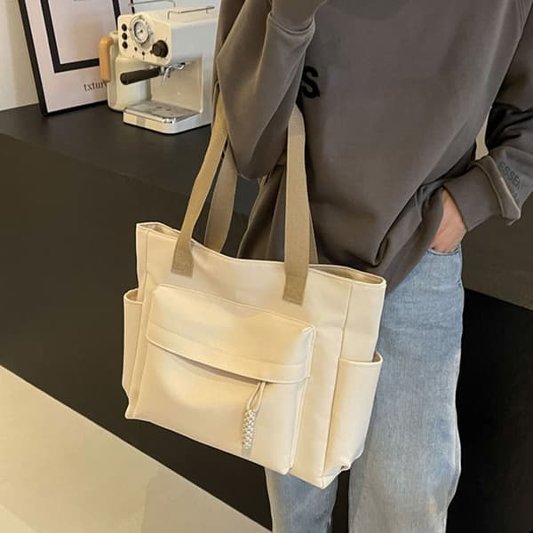 Mångsidig handväska Stor kapacitet Lätt resväska för damer Beige