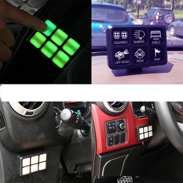 Bil 6-vejs Kontaktpanel 12V/24V Universal med Automatisk Dæmpbar On-Off Toggle