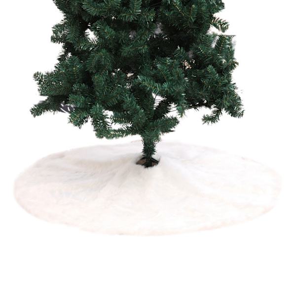 Hvidt juletræstæppe Ornament Plys Gulvmåtte Base Cover Juledekoration