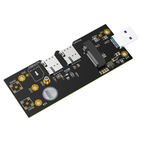 M.2 B-nøkkel til USB 3.0-adapter med støtte for 2 kort for 3G/4G/5G-modul