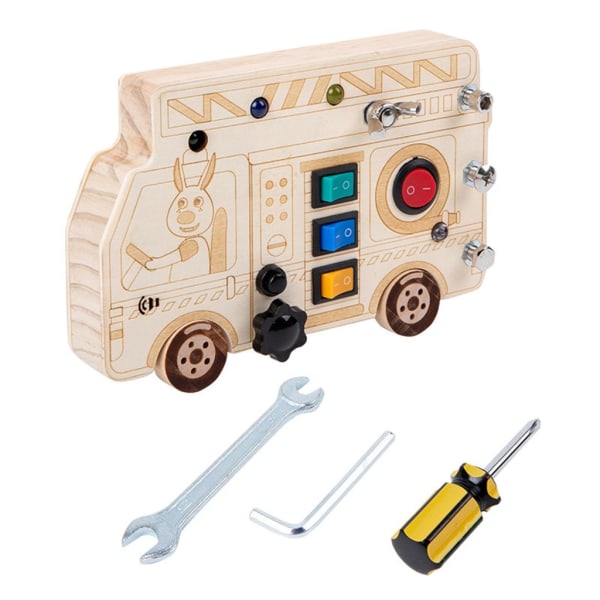 BusyBoard med LED-ljus Montessori Leksak med Växelströmbrytare Sensorisk Leksak för Småbarn 1-5 År Pojkar & Flickor Reseleksak