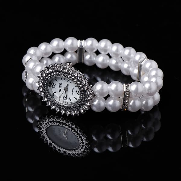 Damklocka Simulerad Pärla för Strass Lyx Mode Elegant Armband White Style 2