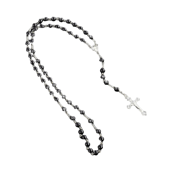 Imitaatiohelmi Ruusu Kukka Ruusukkorukousnauha Jeesus Kristus Krusifiksi Risti Riipus Pitkä Katolinen Uskonnollinen Korut