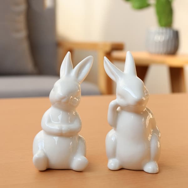 Ren vit kanin keramiska figurer Heminredning Kina present, modern staty null - A Pattern