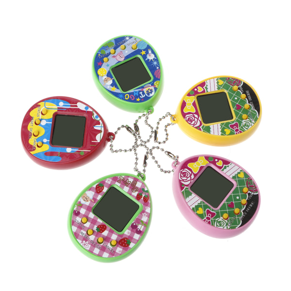 Elektronisk husdjursspelmaskin Transparent rund form Virtuella husdjurspusselspel för Tamagotchi Nyckelring Födelsedagspresent för Ki