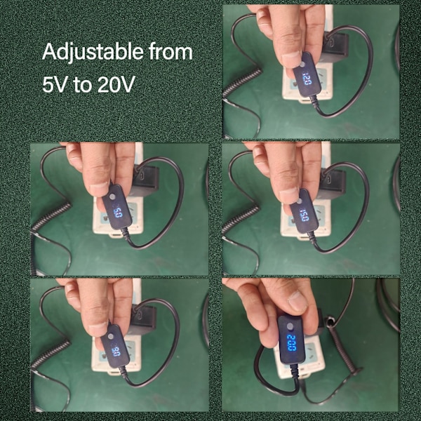 5V til 20V USB C til Biloplader Stik Kabel til DashCam og LED Lys