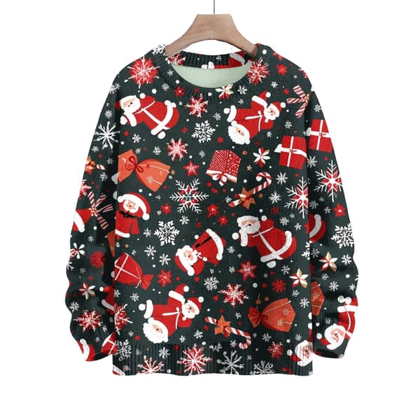 Langærmet julepullover til kvinder 3D-juleprintet pullover sweatshirt Black L