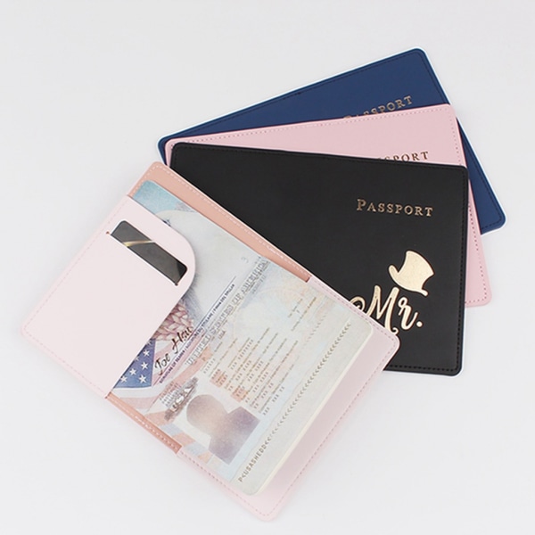 Enkelt mode cover resepasshållare plånbok present PU- case cover unisex Blue