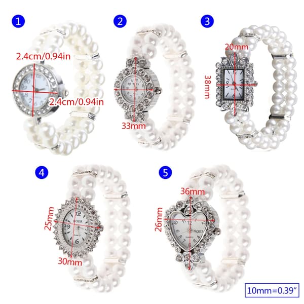 Damklocka Simulerad Pärla för Strass Lyx Mode Elegant Armband White Style 4