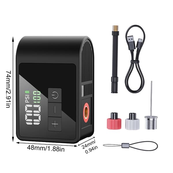 Super Små Sykkel Luftpumper LCD-Skjerm Auto-stopp LED-Lys Multiple Adaptere