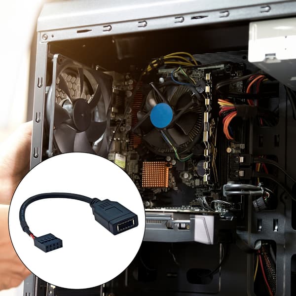 9-stifts till Typ E Moderkort Header-kabel med främre Typ C-portstöd