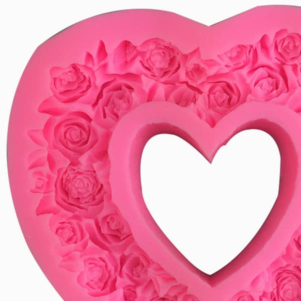 Silikon 3D Hjerte Roseformet Valentinsdag Fondantform Preget Kjærlighetskransform