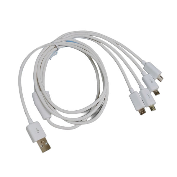4-i-1 USB hane till Micro USB hane Laddningskabel Micro USB splitterkabel Totalt 1 meter lång 75 cm huvudledning 25 cm grenledning Black