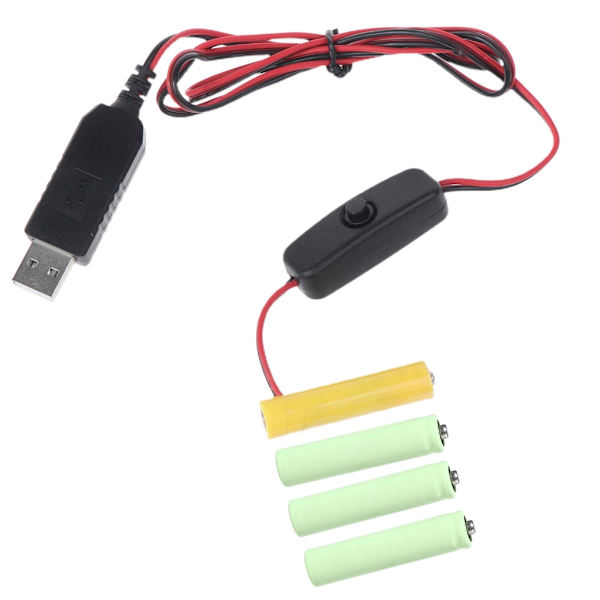 USB - 6V AAA-pariston korvaava kaapeli kytkimellä, korvaa 4 kpl AAA-paristoa 6V-virtalähteellä toimiville elektronisille leluille ja näppäimistöille