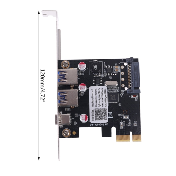 PCIE PCI för Express till USB 3.1 Type-C 2 Port USB 3.0 Type-A Riser Expansion Card Adapter med SATA 15 PIN TXB055