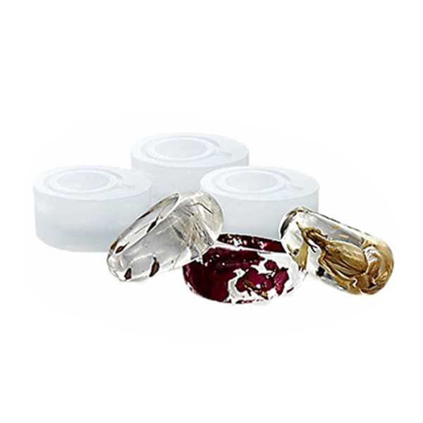 3 Stykker Resin Ringforme Silikone Ringforme Ringstøbeform Cirkel Smykker til DIY Håndværk Ringfremstilling 8 Form