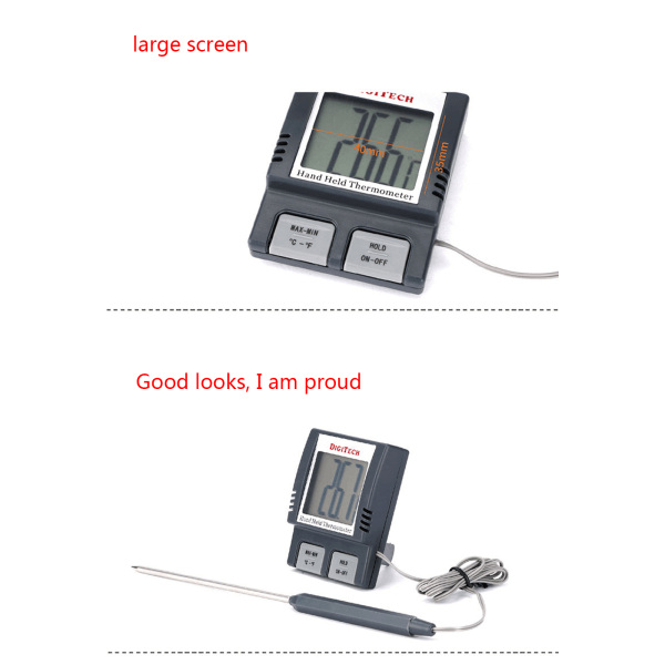 Uppgraderad kötttermometer Stor LCD-skärm Lång sond Matlagningstermometer Mat Grill Termometer BBQ Röktermometer