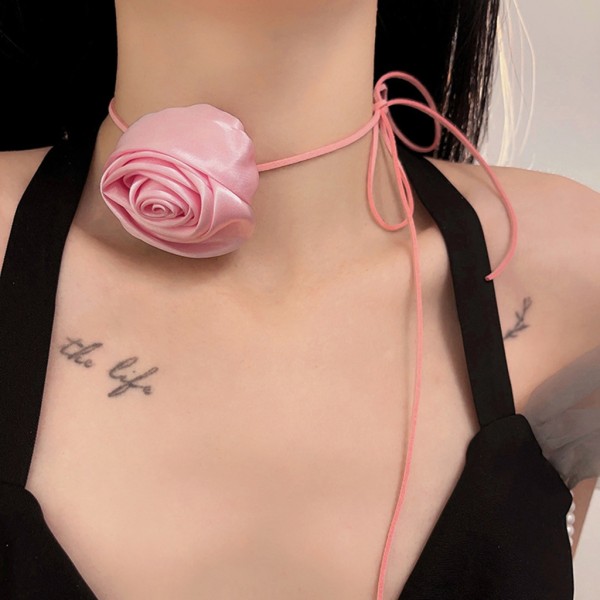 Tyg Blomma Halsband Konstgjorda Rose Flower Choker Rose Flower Halsband  Bröllop Smycken Present för kvinnor Tonåringar Flickor Pink 1681 | Pink |  0.02 | Fyndiq