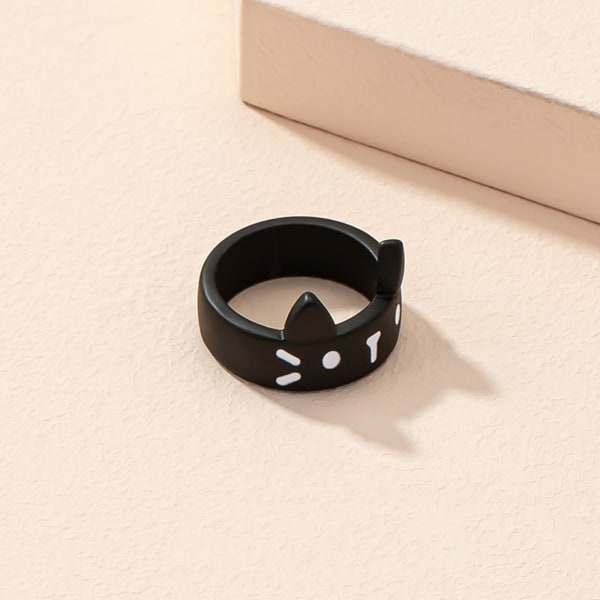 Fashion Black for Cat Kitty Ring Anime Ring Cosplay för kvinnor Män Barn Halloween presentringar Söta smycken till Cat Ring Pa