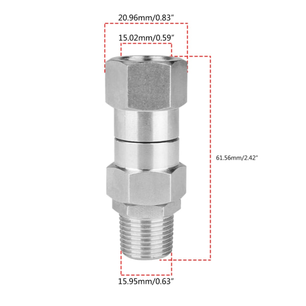 Rostfritt stål högtryckstvätt vridbar 3/8 tum NPT hangänga passning/M22 14 mm vridbar led vinkelfri snabbkoppling M22