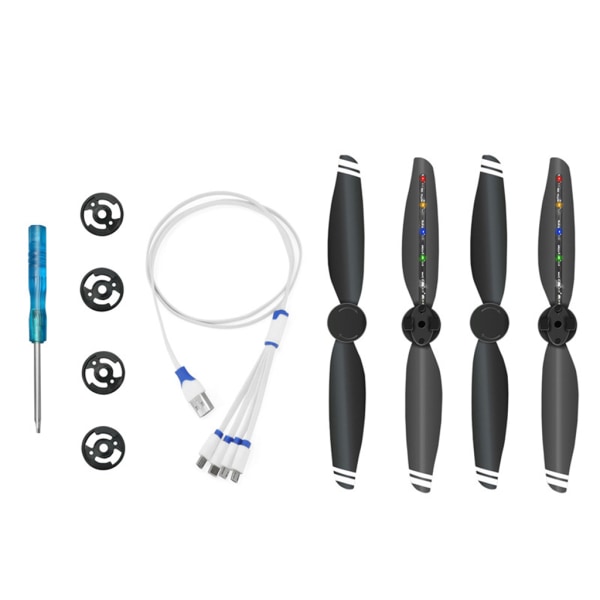 2 Stycken LED Ljus Blinkande Propeller Färgglada Blinkande Blad Uppladdningsbara Propellrar för Mavic Air 2s Drönartillbehör