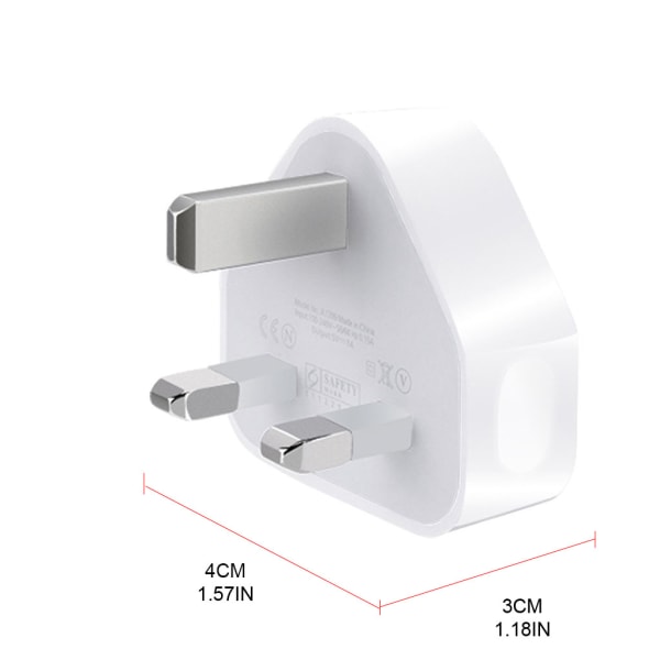 UK Type-C USB -laddare 5V1A Vägg 3-stifts power UK Travel Adapter Plug Replacement for Mobile Phones