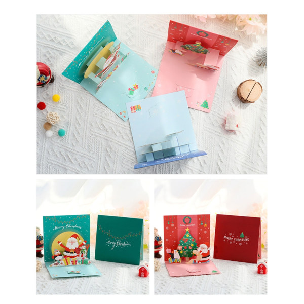 Christmas 3D Pop-Up Card Gratulationskort för Festival Holiday Party Handgjorda kort för Holiday Party Present småföretag Blue